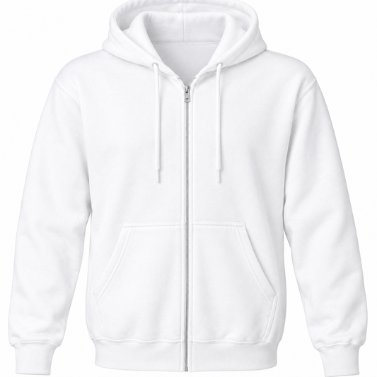 50% cotton and 50% polyester Ultra Comfort Heavy Blend Full-Zip Hoodie, White